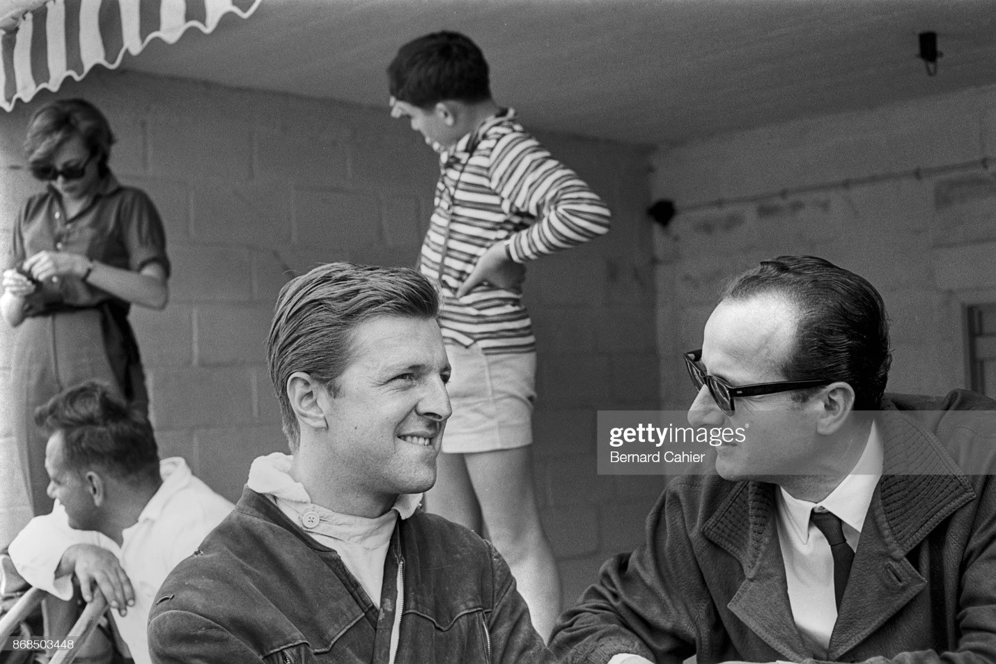 Romolo Tavoni with Wolfgang von Trips, Ferrari 156 Sharknose, Grand Prix of Belgium 1961.