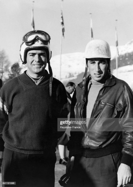 Luis Munoz and Alfonso de Portago at the Bobsleigh World Championships in St. Moritz, Switzerland, on February 3, 1957. 