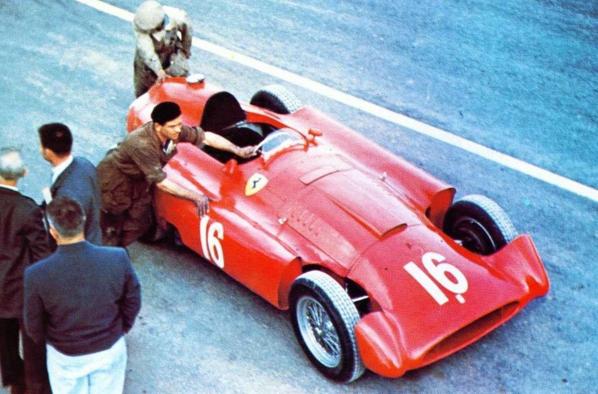 1956 French GP at Reims, Ferrari D50 Streamliner of Alfonso de Portago.