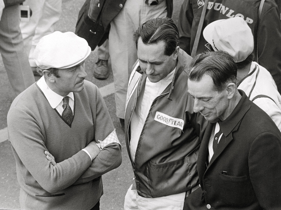 Colin Chapman, Jack Brabham and Ron Tauranac.