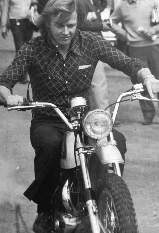 Ronnie Peterson riding his bike.