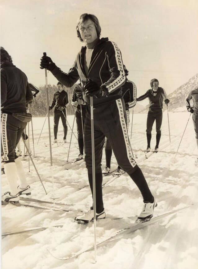 Ronnie Peterson practicing cross-country skiing.