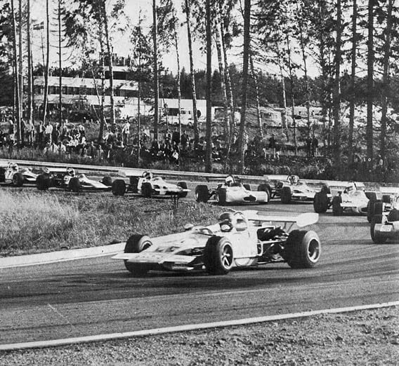 European F2, Ronnie Peterson at Mantorp Park in Sweden on 08 August 1971.