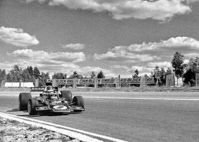 Ronnie Peterson, Lotus Ford 72, Karusell corner, at the Swedish Grand Prix in Anderstorp on 17 June 1973.