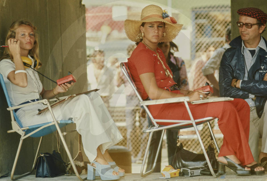Barbro Peterson and Maria Helena Fittipaldi at the Austrian Grand Prix in Zeltweg on 19 August 1973.