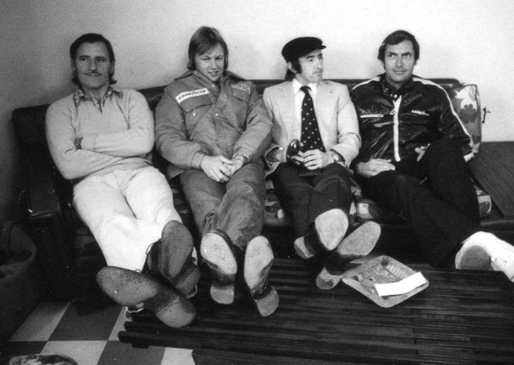 Graham Hill, Ronnie Peterson and Jackie Stewart.