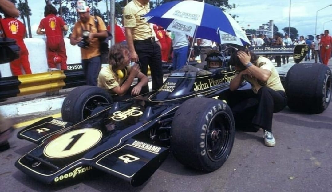 Ronnie Peterson, Lotus, at the Brazilian Grand Prix in Interlagos, Sao Paulo, on 27 January 1974.