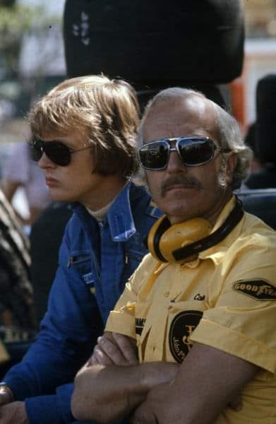 Colin Chapman and Ronnie Peterson at Monte Carlo in 1974.