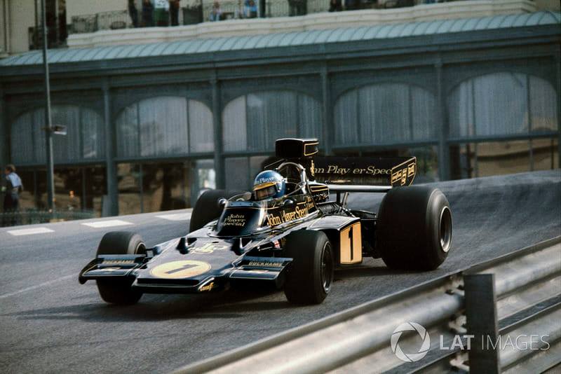 Ronnie Peterson in a Lotus 72E Ford at Monte Carlo on 26 May 1974. 