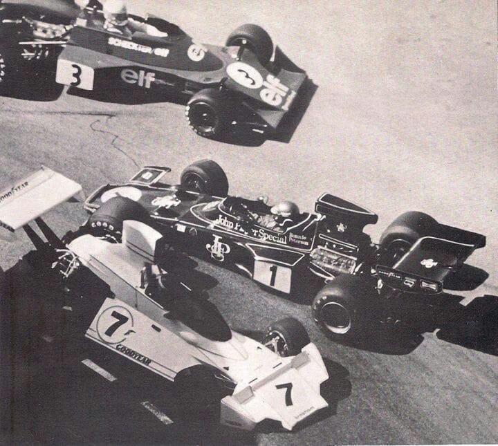 Ronnie's spin off in Monaco 1974. In this moment he is 11th, at the end of the race he will be the winner.
