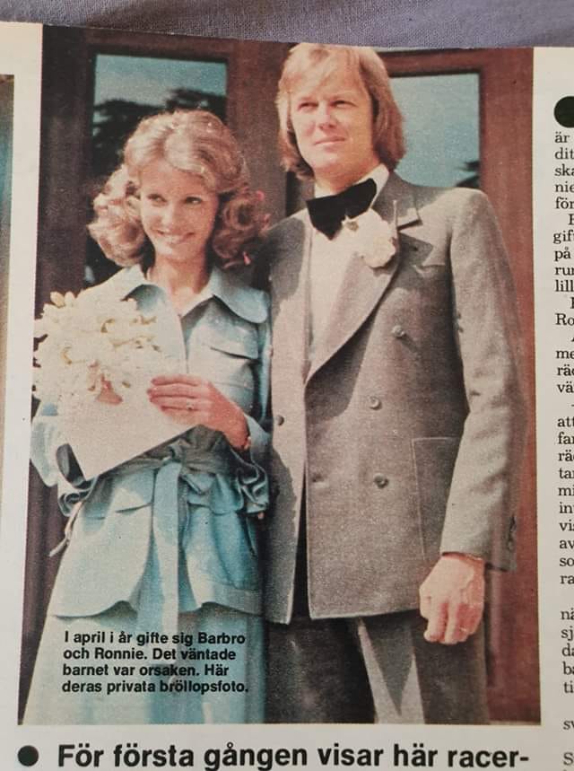 Ronnie and Barbro Peterson on their wedding day on 20 April 1975.