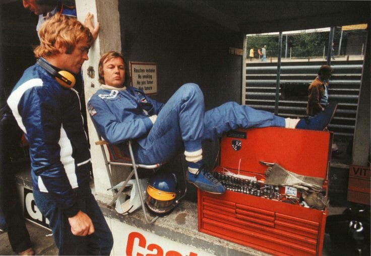 Max Mosley and Ronnie Peterson in the pits.