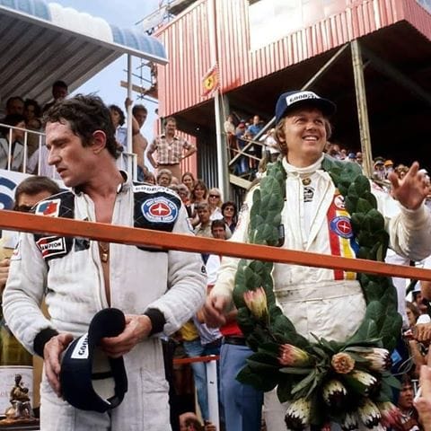 Kyalami on 04 March 1978, Ronnie Peterson first and Patrick Depailler second.