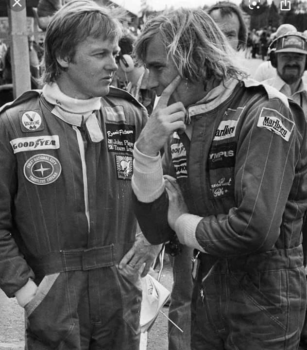 James Hunt and Ronnie Peterson at the Monaco Grand Prix on 07 May 1978.