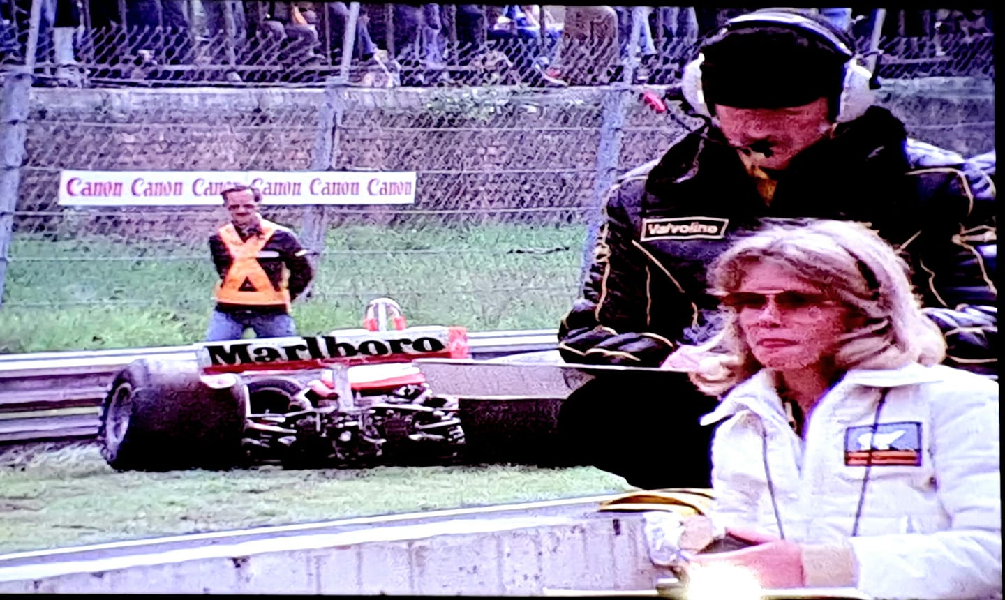 Barbro Peterson with Colin Chapman at Zolder on 21 May 1978.
