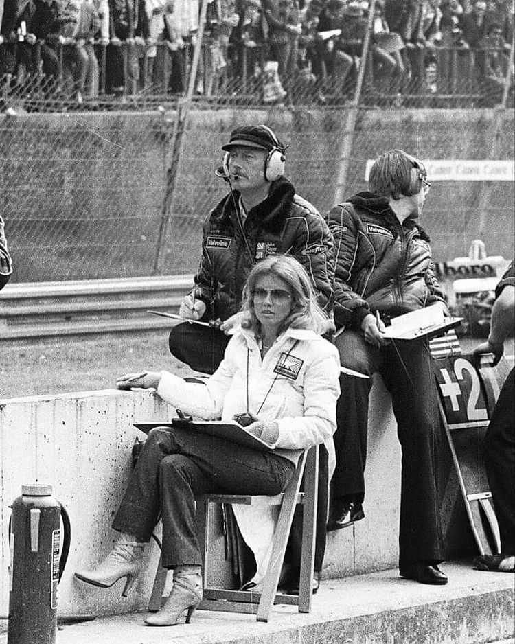 Barbro Peterson with Colin Chapman at Zolder on 21 May 1978.