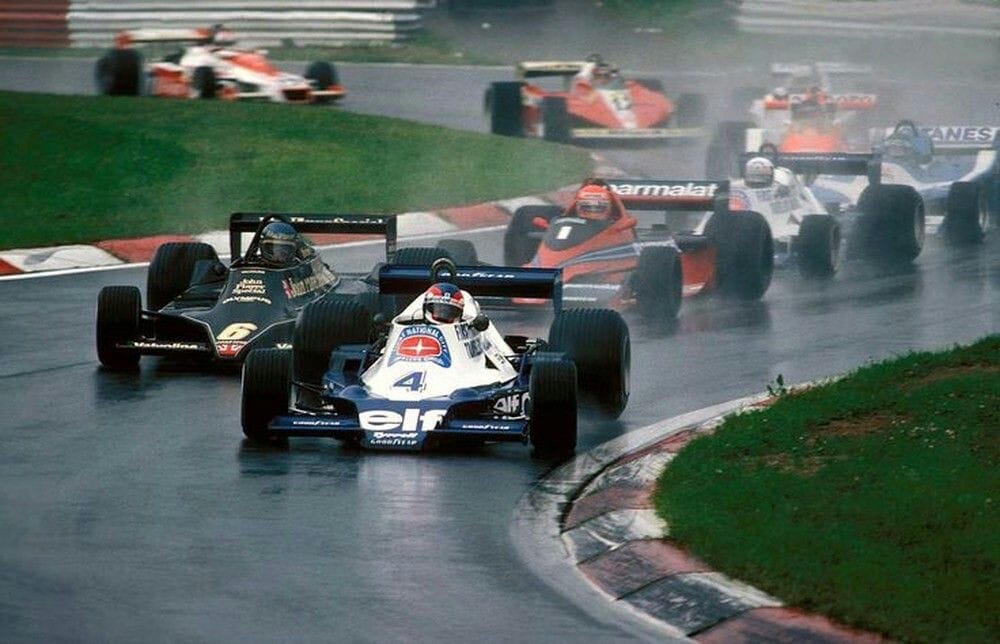 Ronnie Peterson, Lotus 79, behind Patrick Depailler, Tyrrell, in Austria on 13 August 1978.
