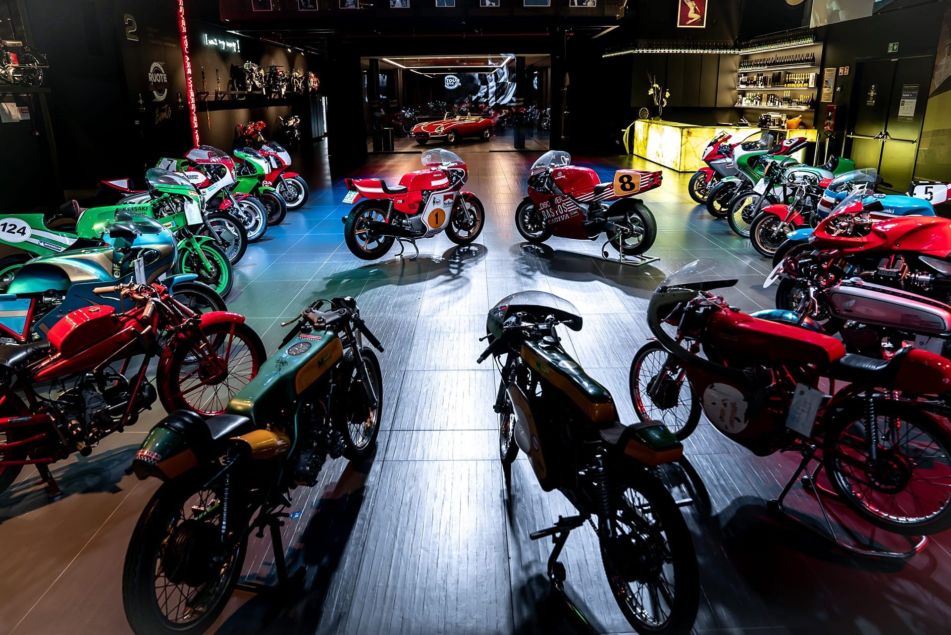Motorcycles inside Ruote da Sogno.