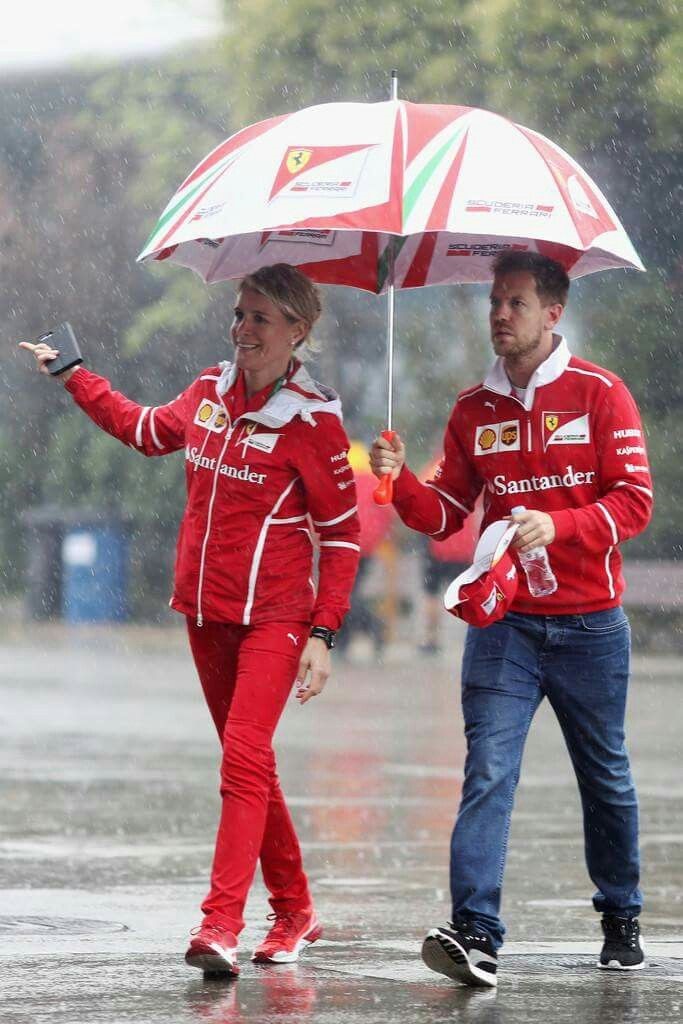 Britta Roeske with Sebastian Vettel at Ferrari.