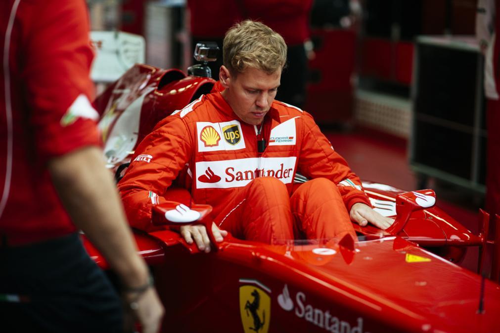 Sebastian Vettel in a Ferrari F1.