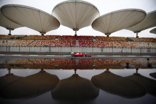 A Ferrari at Shanghai circuit.