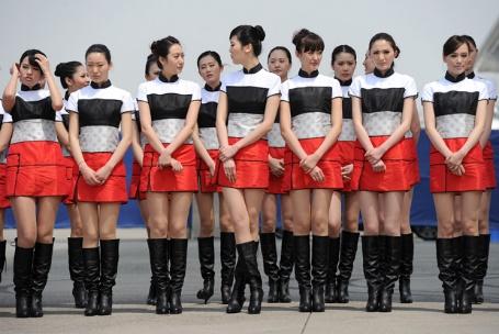 Grid girls at Shanghai circuit in 2011.