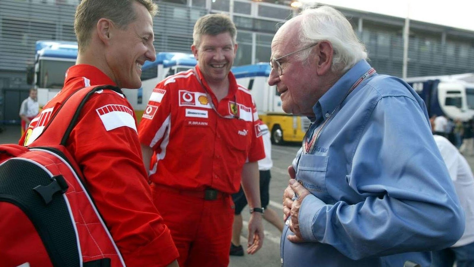 Michael Schumacher, Ross Brawn and Sid Watkins in 2009.