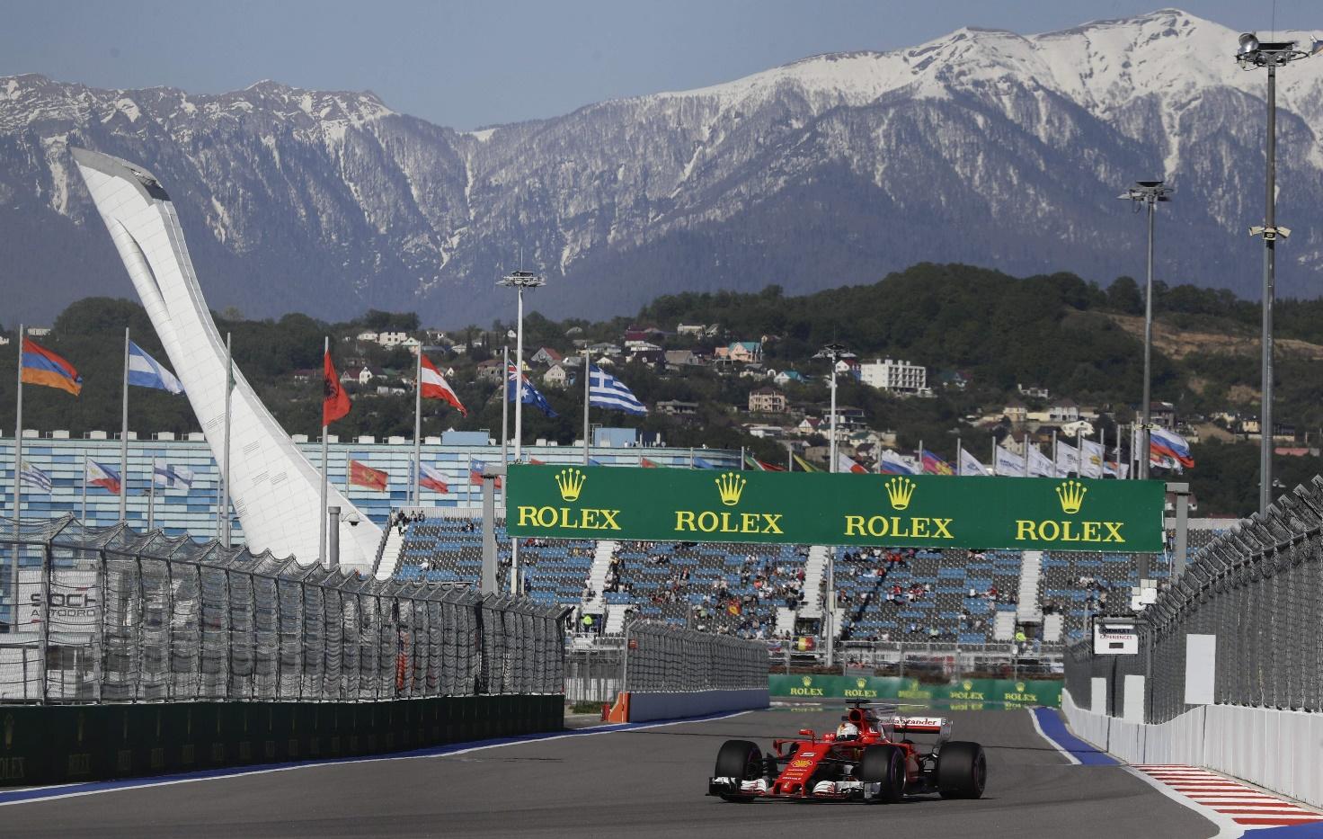 Sebastian Vettel in his Ferrari at Sochi.