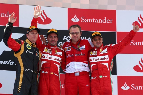Kimi Raikkonen, Fernando Alonso, Stefano Domenicali and Felipe Massa.