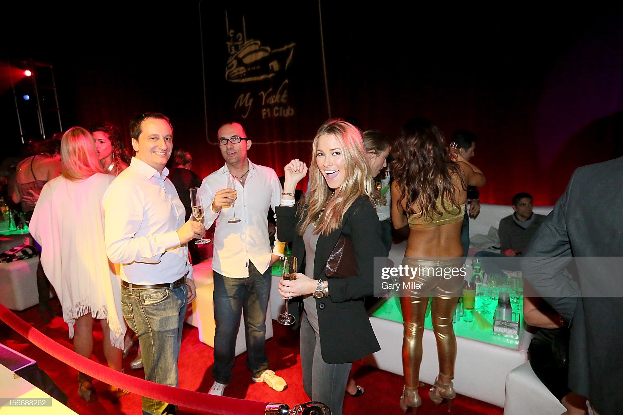 Actress Nicole Taylor, right, enjoys the V.I.P. room of the My Yacht F1 Club event sponsored by Patron Spirits, Lamborghini North America and Comte De Mazeray at Ballet Austin in Texas on 18 November 2012. 
