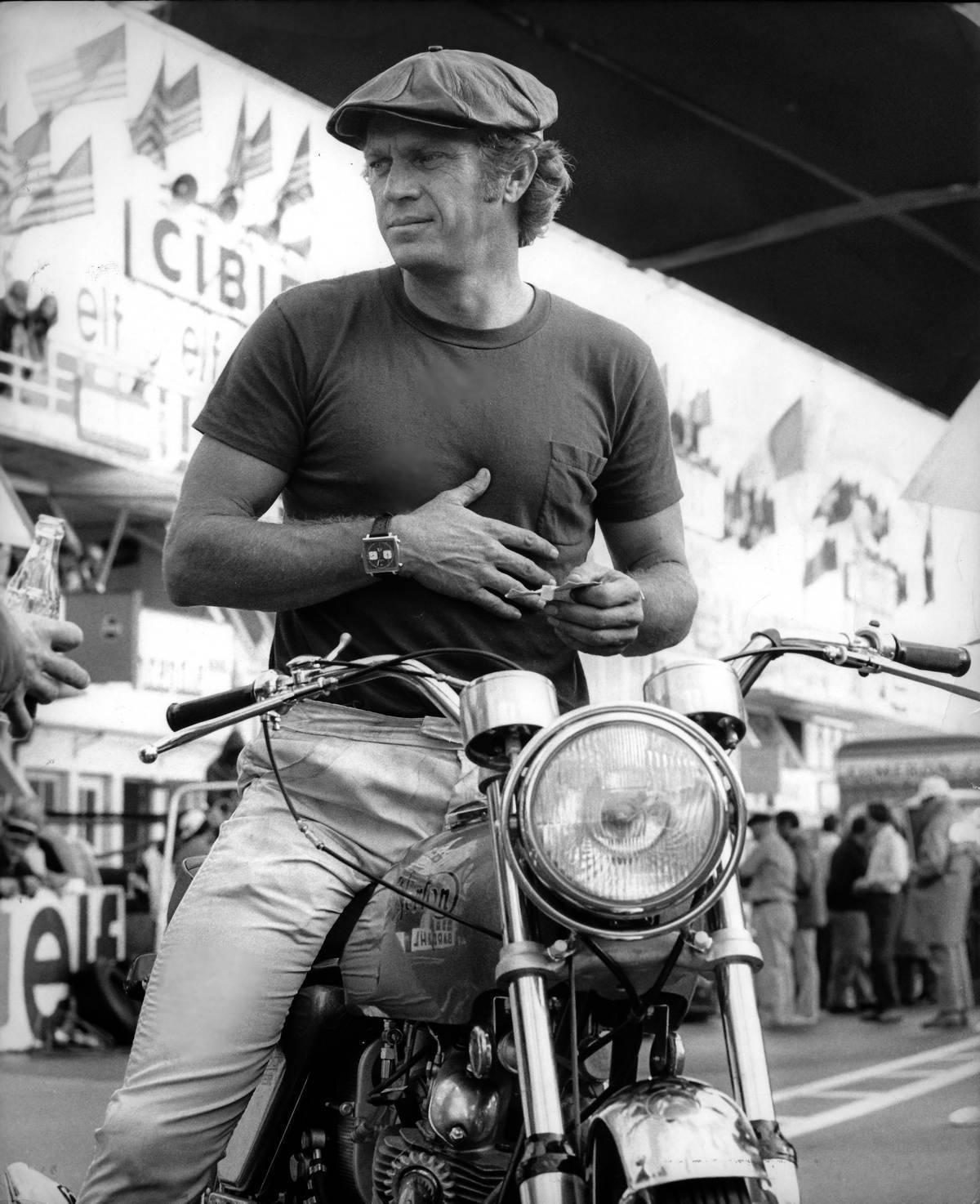 1960’s original photo, Steve McQueen on a motorcycle.