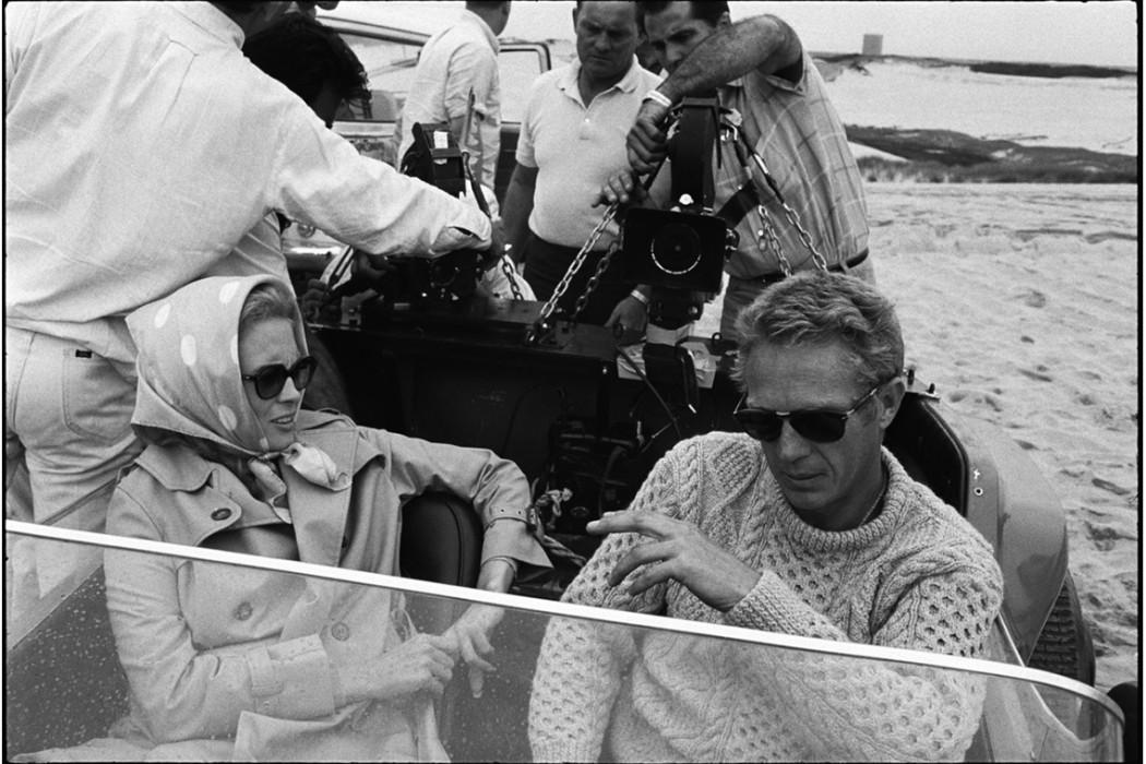 Steve McQueen wearing Persol sunglasses in The Thomas Crown affair in 1968.