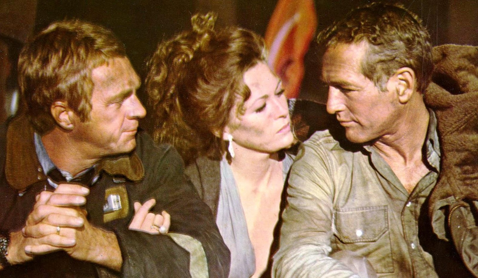 Steve McQueen with Faye Dunaway and Paul Newman.