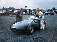 Moss shared this Vanwall VW5 with Tony Brooks to win the 1957 British Grand Prix.