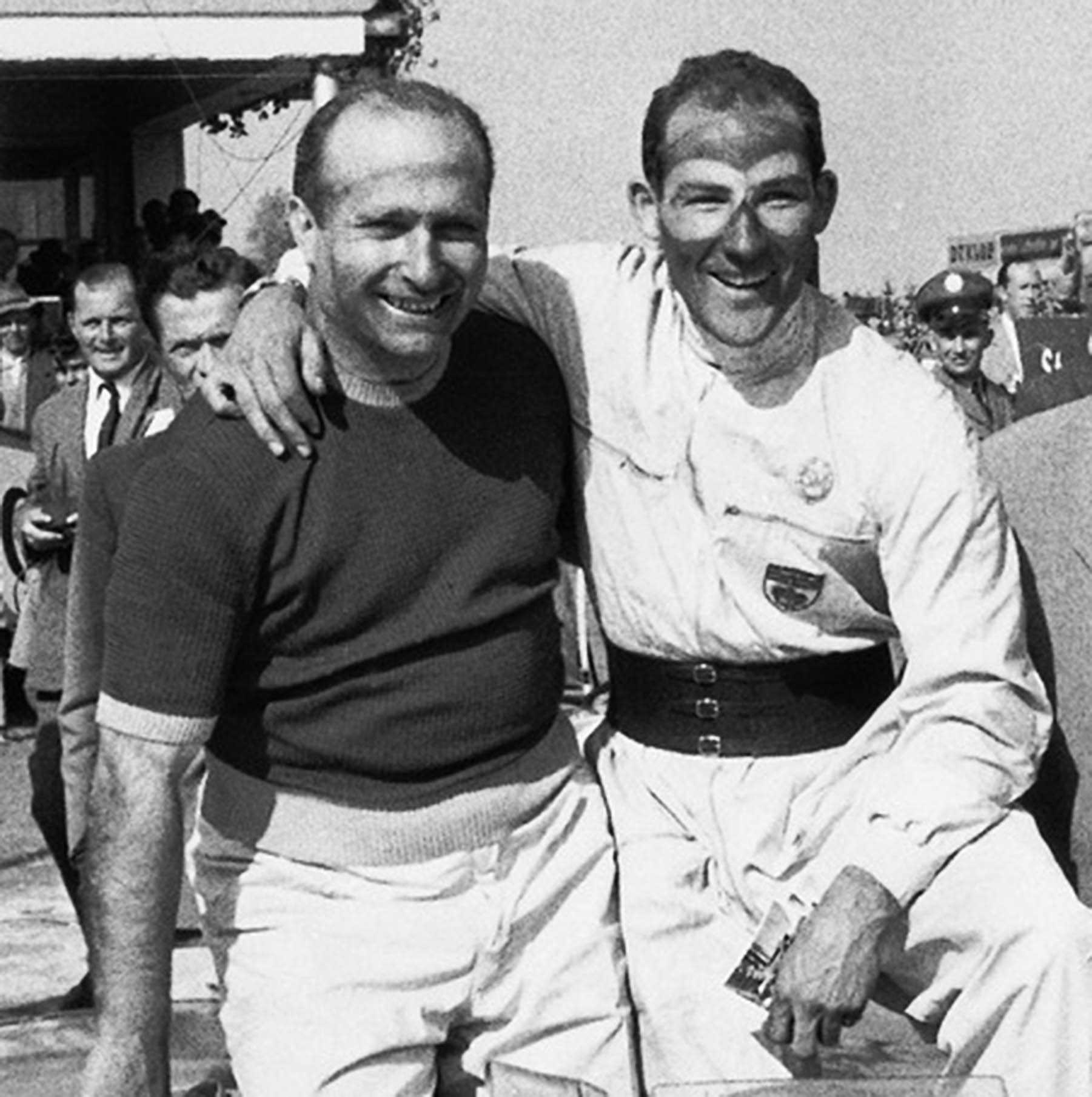Juan Manuel Fangio and Stirling Moss, Eifel race 1955.