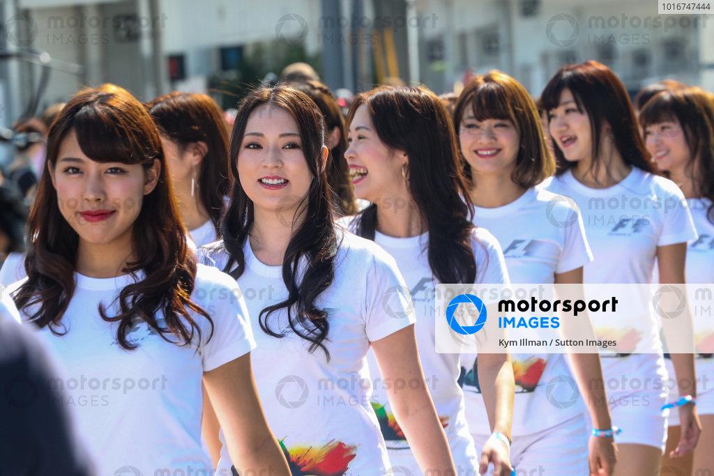 Grid girls at Formula One World Championship, Suzuka, Japan, Sunday 8 October 2017.