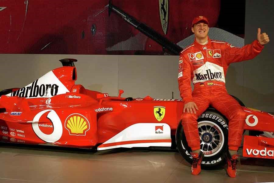 Michael Schumacher and his Ferrari.
