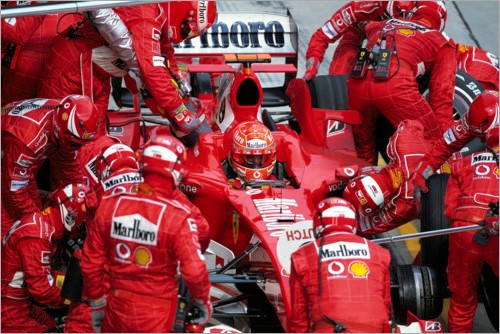 Michael Schumacher, Ferrari F2004, pit stop Malaysian GP 2004.  