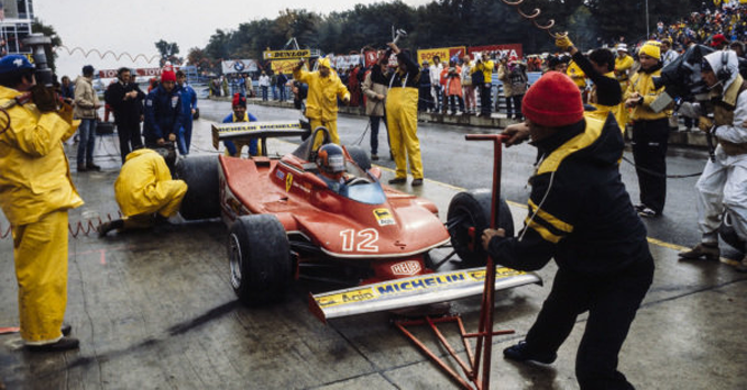 Gilles Villeneuve, Ferrari 312 T4, at 1979 Unites States Grand Prix in Long Beach.
