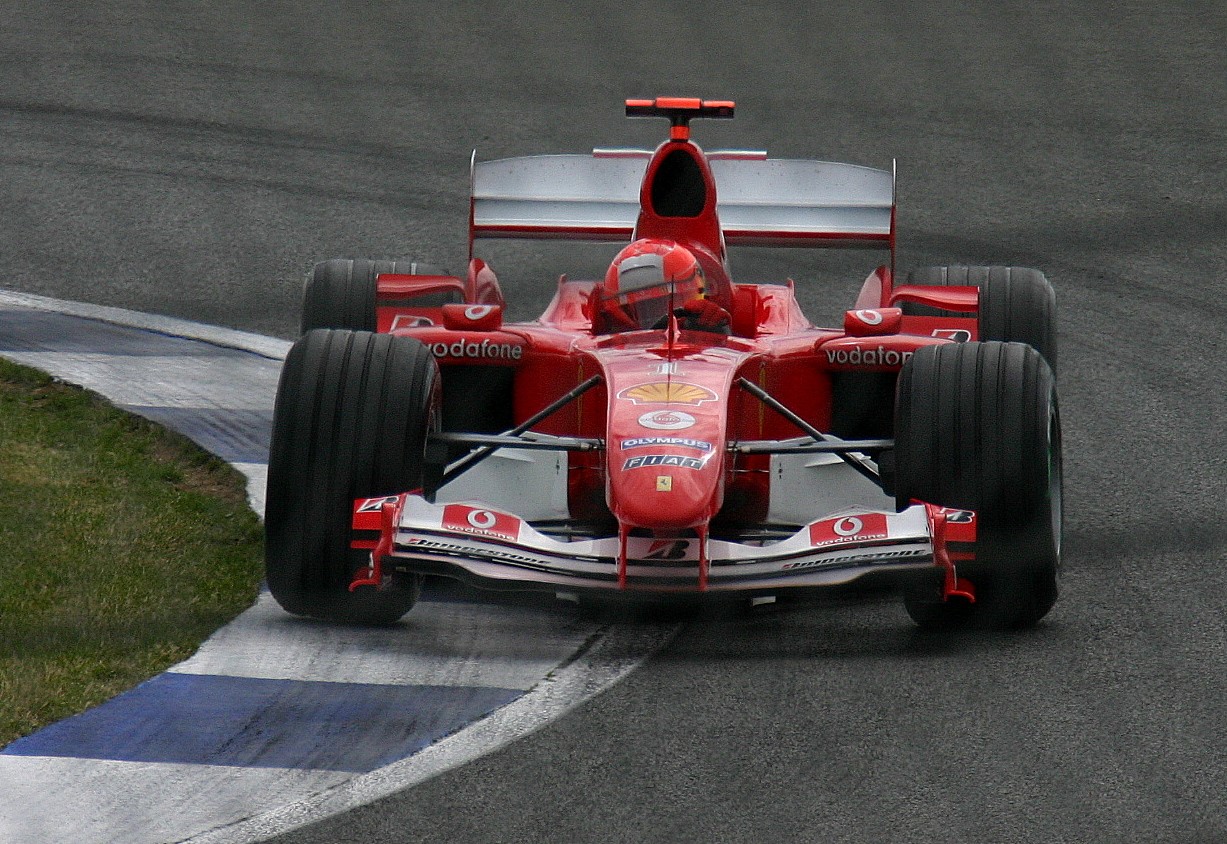 Michael Schumacher, Ferrari F2004, during practice for the 2004 British Grand Prix.