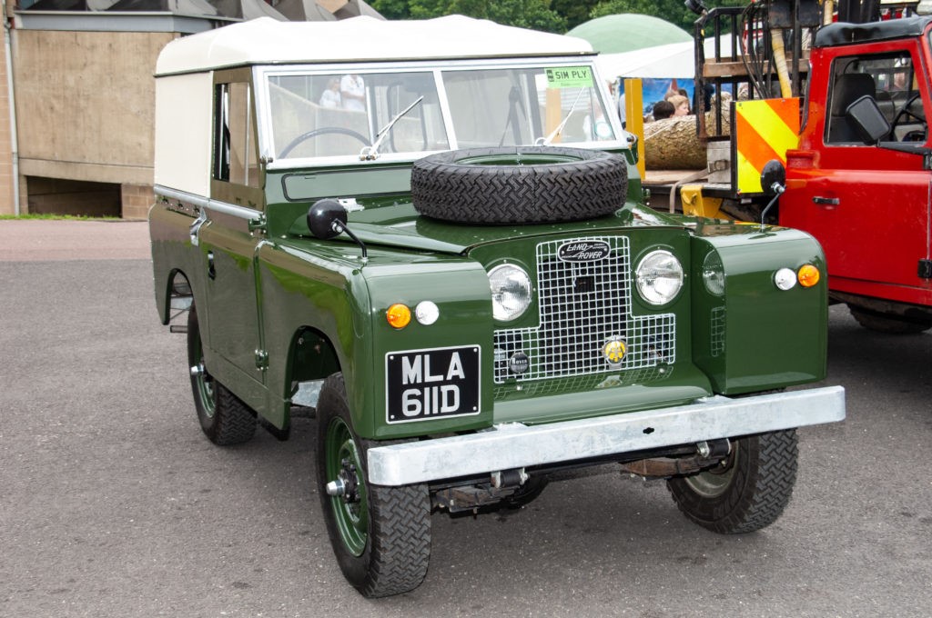 A green Land Rover.