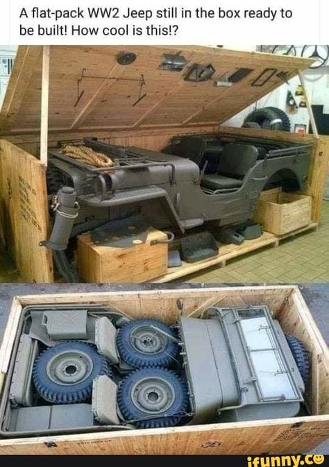A lat-pack WW2 Jeep still in the box ready to be built.