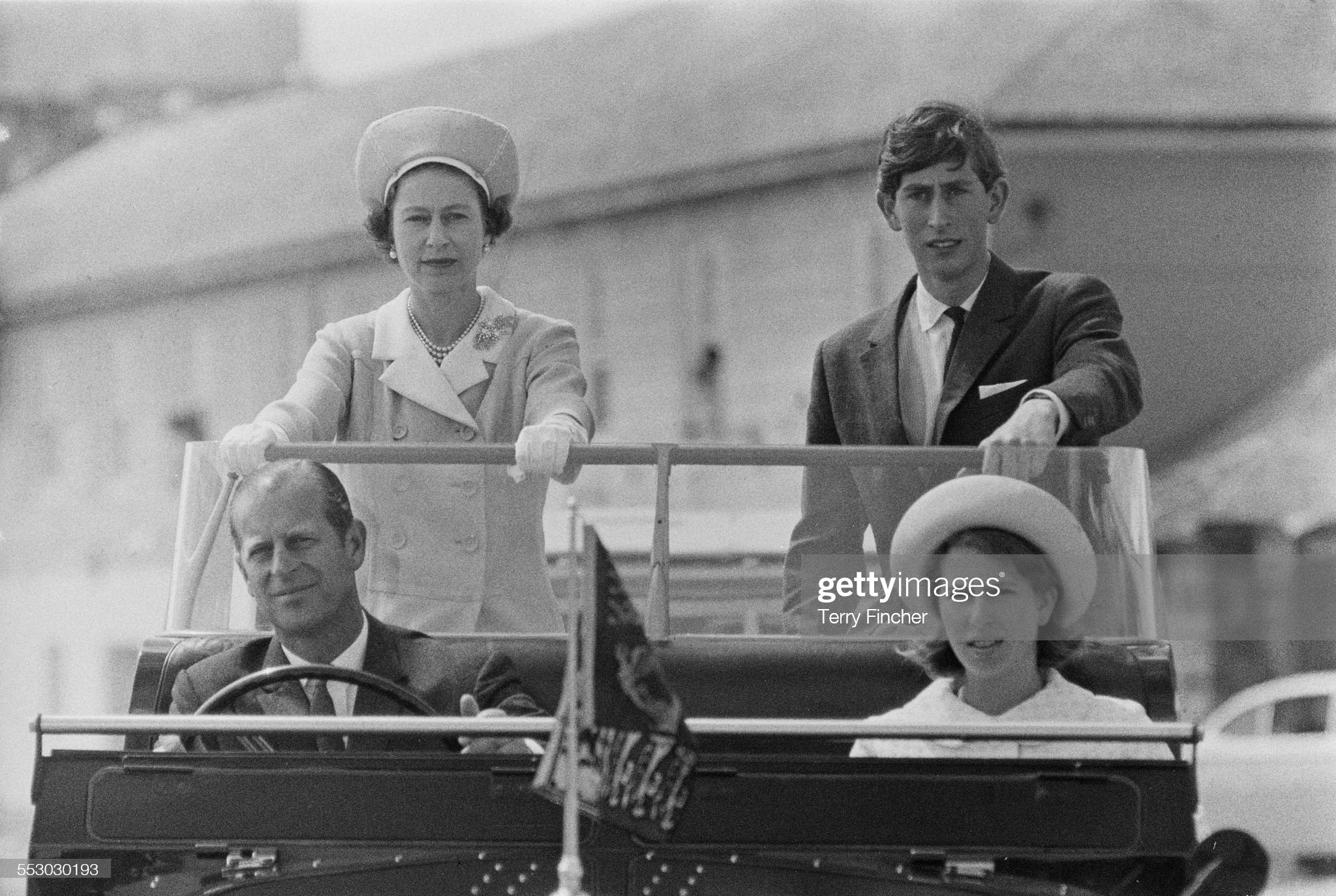 Queen Elizabeth II with Charles, Prince of Wales, Prince Philip, Duke of Edinburgh and Anne, Princess Royal, during a visit to the Isles of Scilly in 1967. 