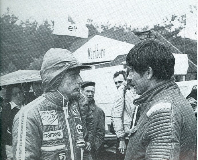 The confrontation between Purley and Lauda at Zolder in 1977.