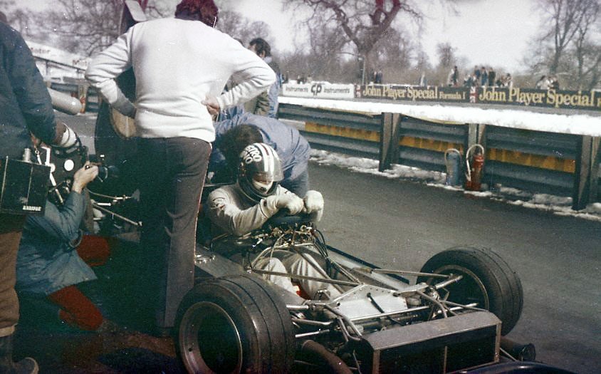 David Purley at Oulton Park testing in 1975.