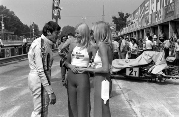 David Purley at Monza’s pit lane with Marlboro girls in 1973.