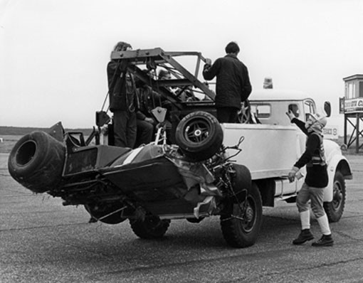 David Purley's car after an accident.