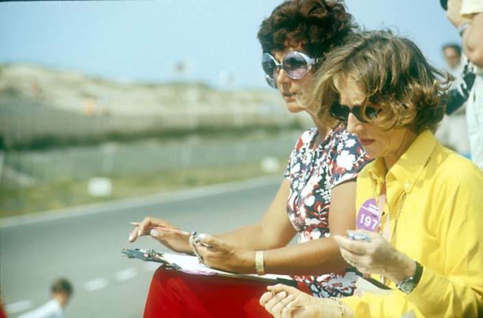 1970, Holland, Zandvoort, Formula 1. Bette Hill timekeeping. 