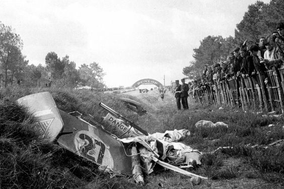 Aftermath of Mauro Bianchi's crash at Le Mans in 1968.