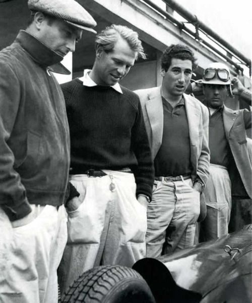 Juan Manuel Fangio, Peter Collins, Alfonso de Portago and Luigi Musso.